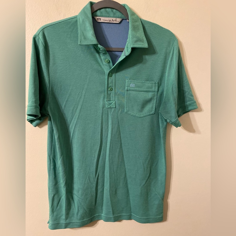 Mens Travis Mathew Green Pocket Polo Shirt Size Small